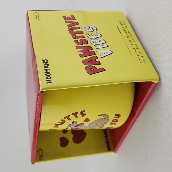 Hoomans Pawsitive Vibes Totally Mutts About You Coffee Tea Mug Red Yellow 16oz - Picture 5 of 9
